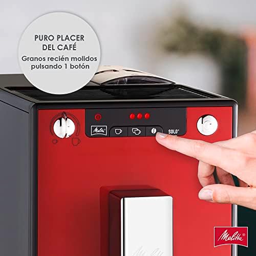 Melitta Solo E950-104, Cafetera Automática de Grano con Molinillo y Limpieza Automática para Espresso Rojo